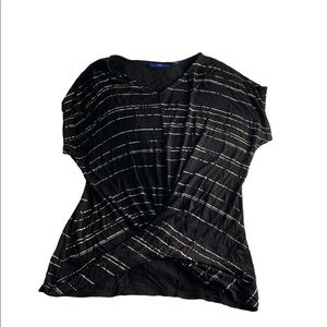 Black and white striped short sleeved shirt